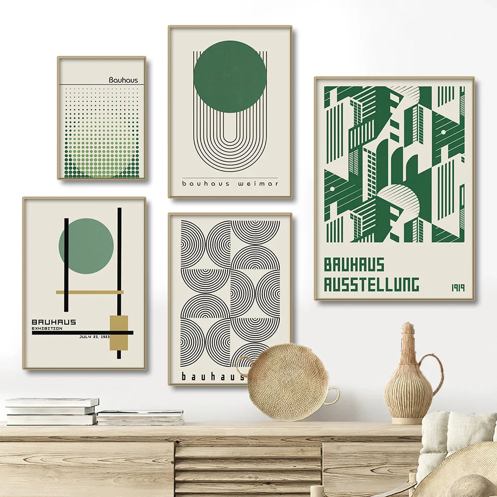 Bauhaus Green Minimalist Wall Art Canvas Print Waterproof - Tophatter Daily Deals